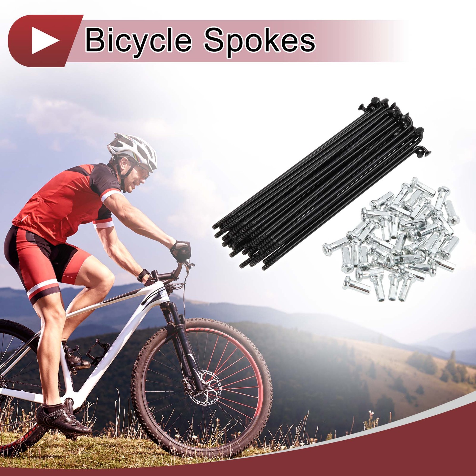 38 Set 14G Bicycle Spoke 97mm Bike Wheel Spoke Carbon Steel Black