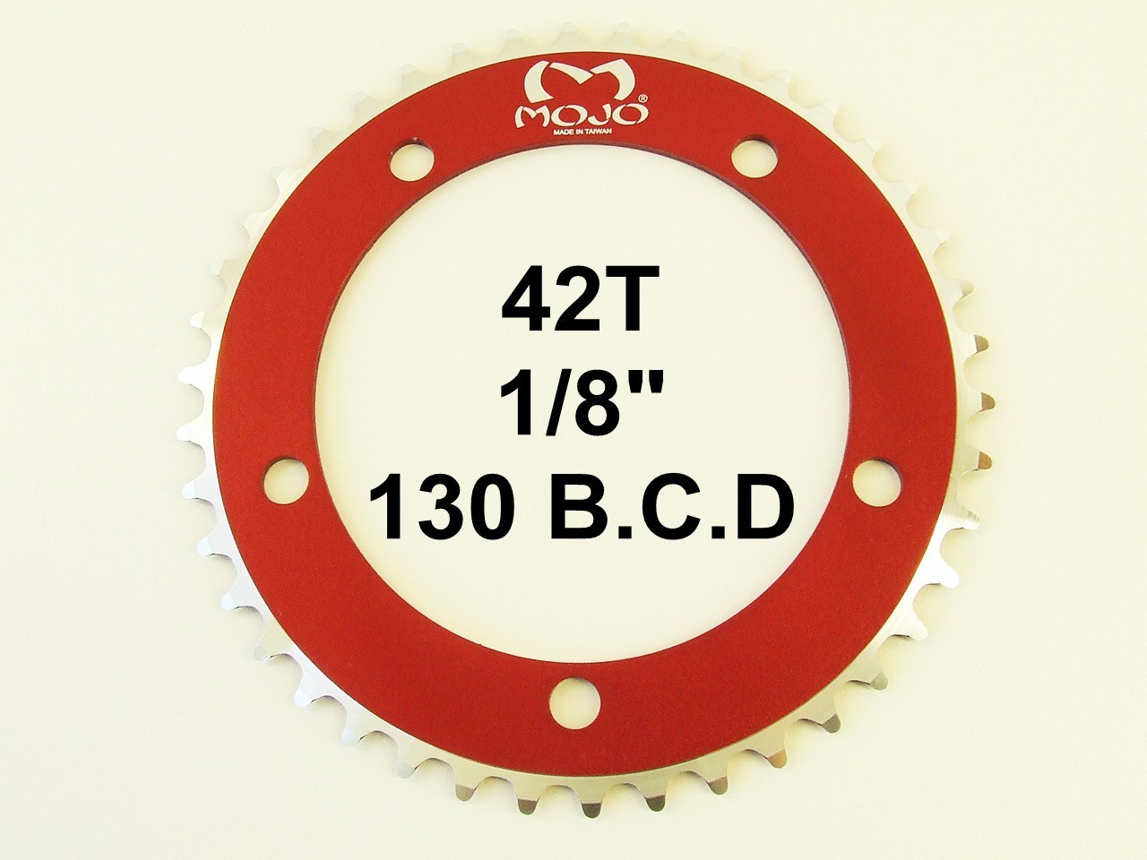 MOJO Fixed Gear Chainring 42T – 130 BCD Track Fixie single speed 1/8″ – RED