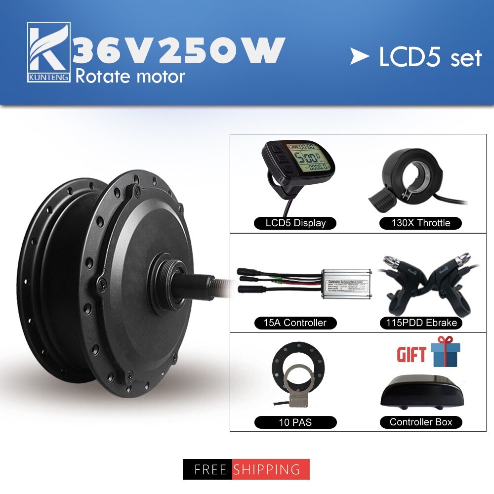 Electric Bike Conversion Kit Rear Rotate Hub Motor 36V/48V 250W Waterproof Plug