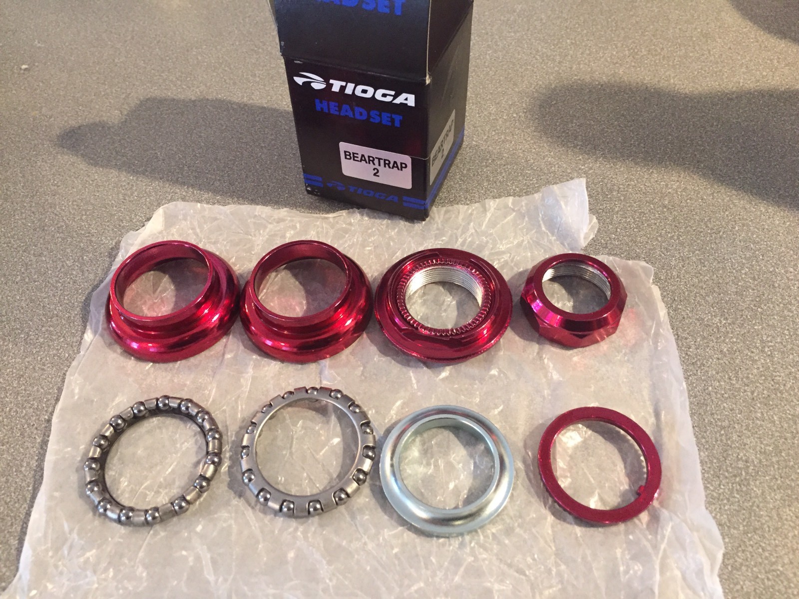 OLD SCHOOL BMX TIOGA BEARTRAP 2 HEADSET RED 1″ threaded NEW tange