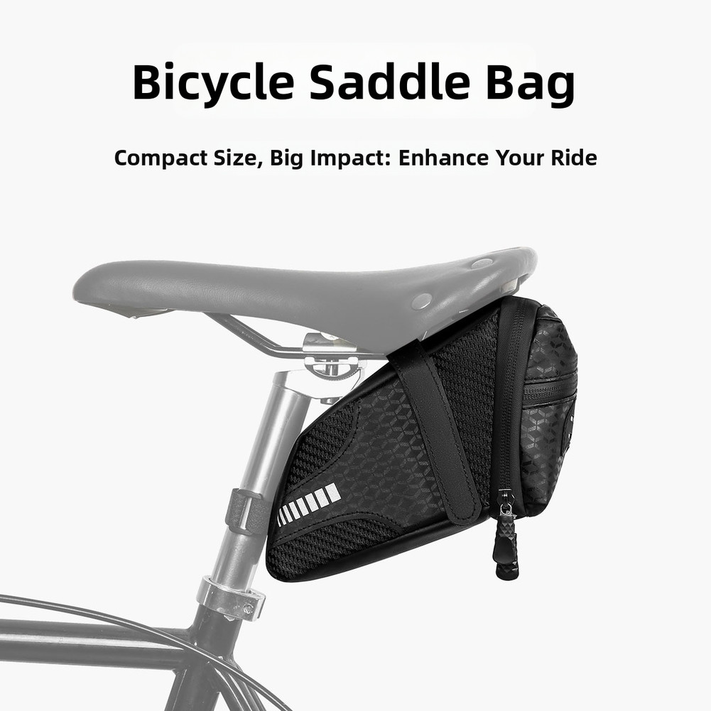 Reflective Black Bike Under Seat Bag 22x13x10cm Fits Pump Wallet Patch Kit