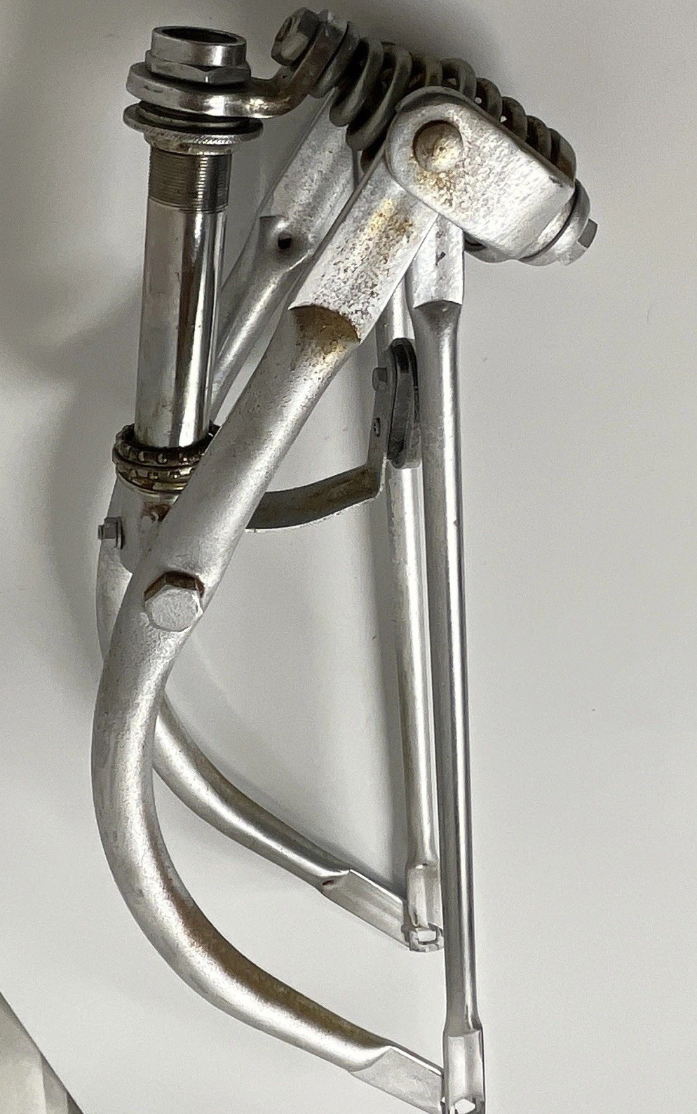 20” Springer Suspension Steel Cruiser Fork, Silver, 1 in Threaded Steering Tube