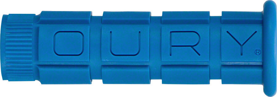 Oury Single Compound Handlebar Grips Blue Flangeless No Lock 114mm