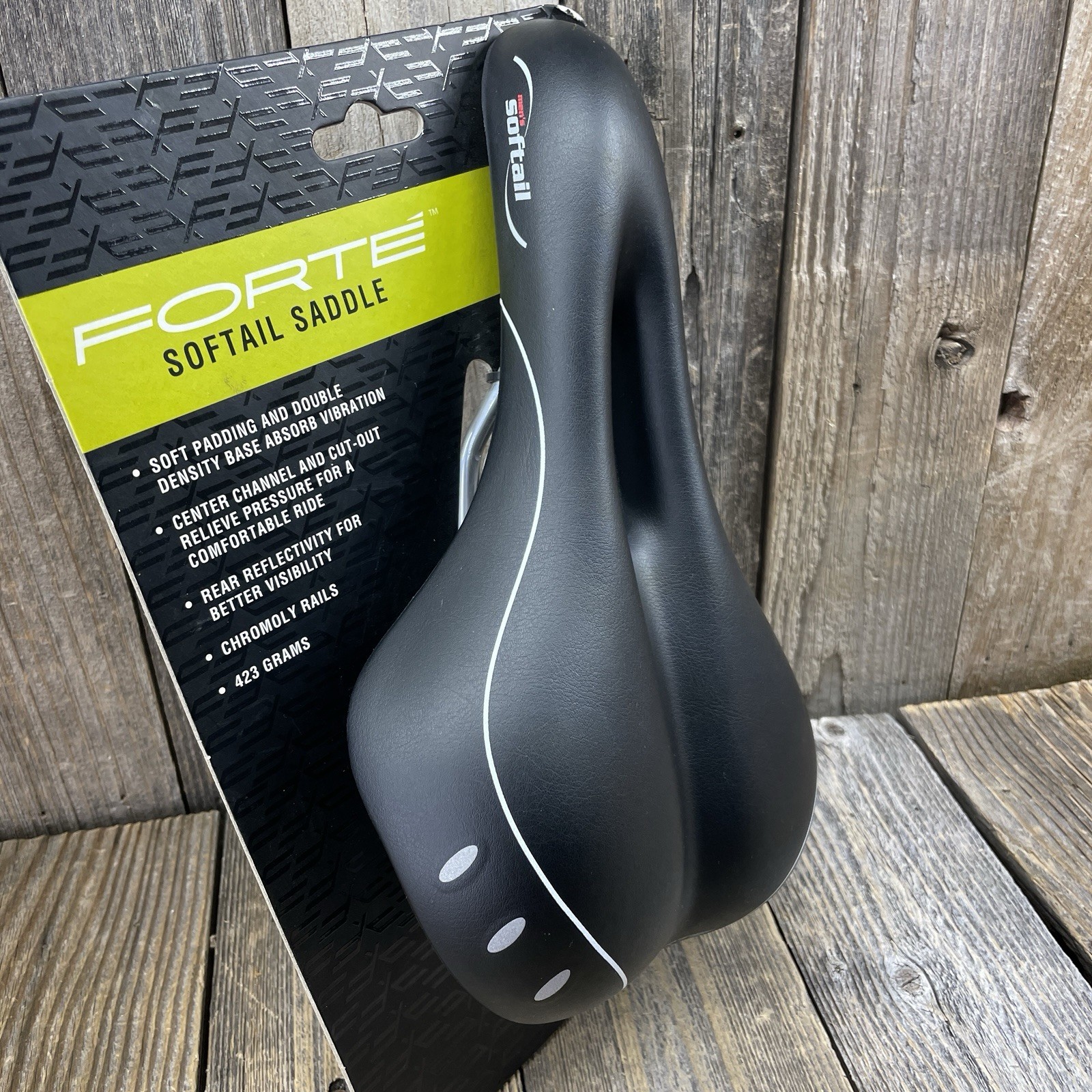 FORTE Softail Mens Comfort Bicycle Seat Saddle Soft Padded Black Chromoly Rails