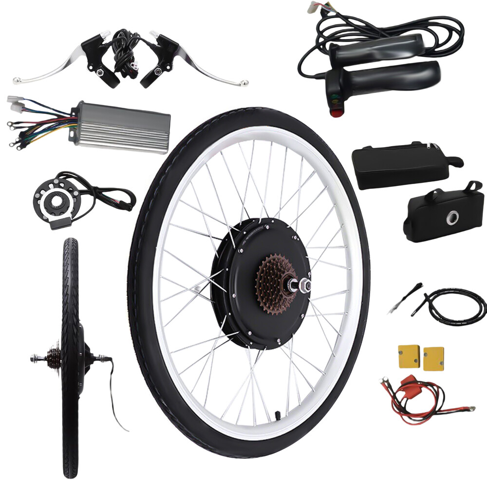 26″ Rear Wheel Electric Bicycle Conversion Kit E-Bike Motor Hub Kit 1000W 48V