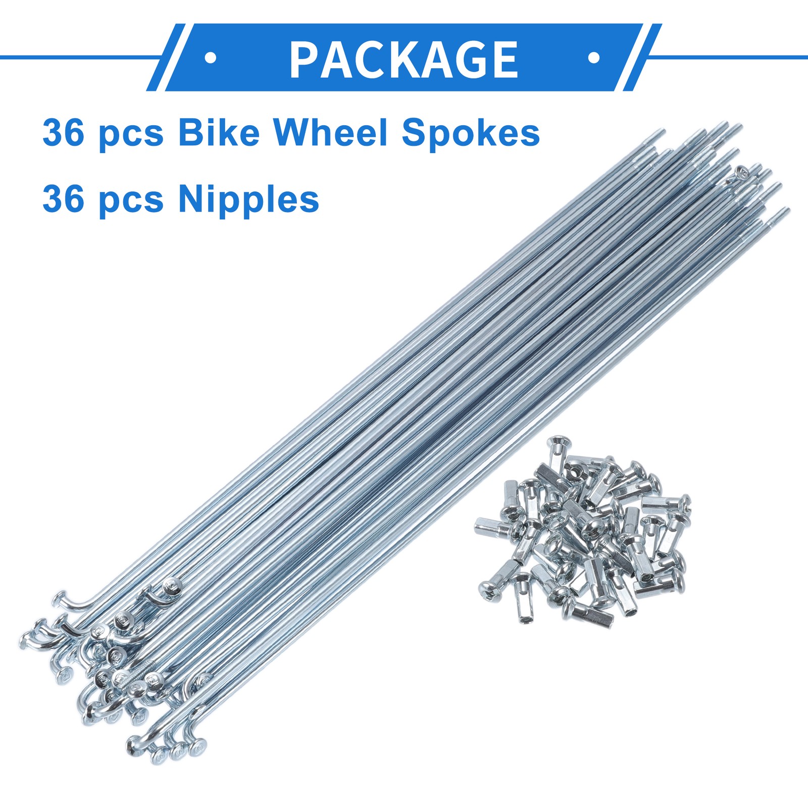 1 Set 12G 230mm Length Bicycle Spokes Nipple Carbon Steel Galvanized Universal