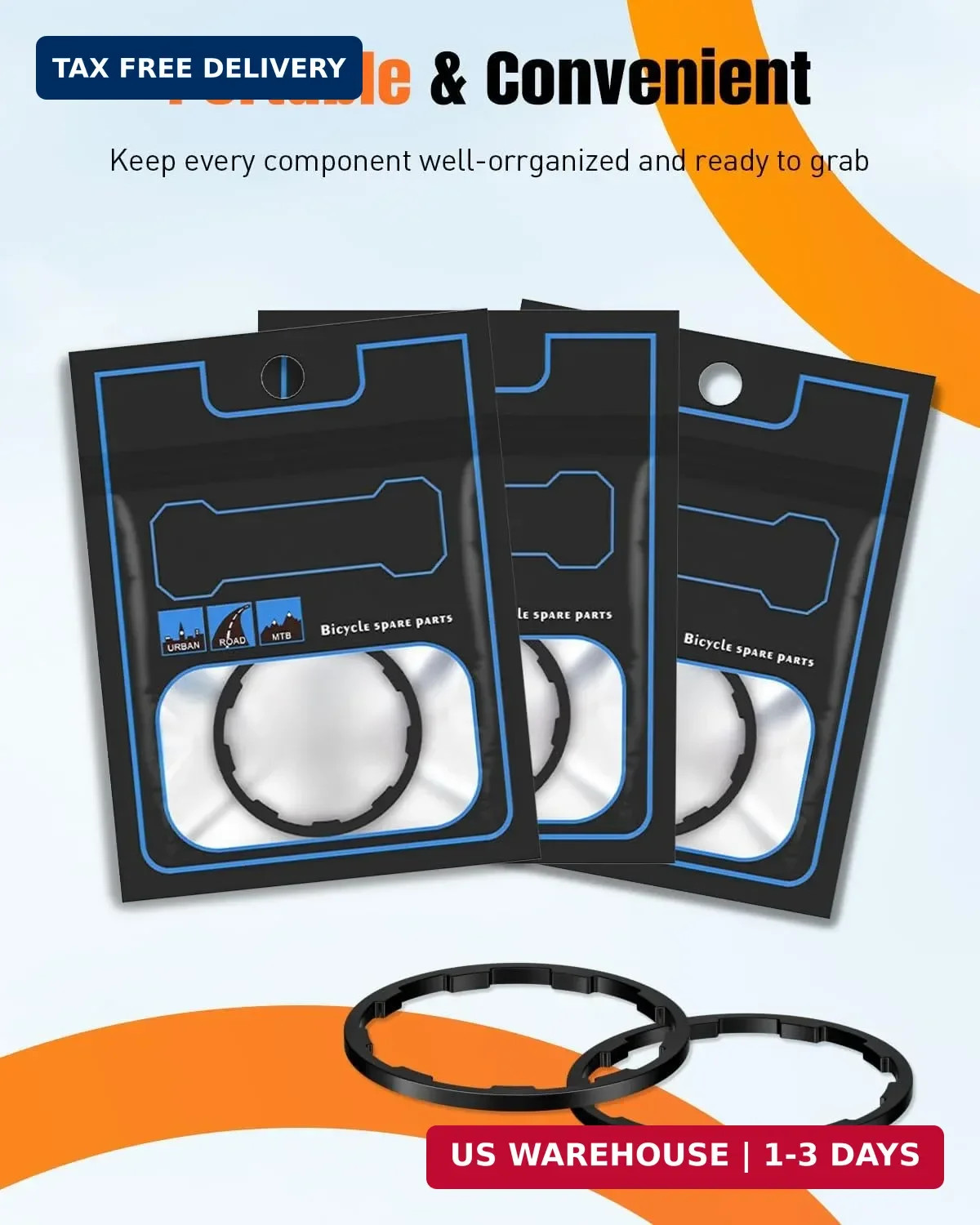 Pawfly 9 Pcs Bike Cassette Spacer Kit, Aluminum Alloy Flywheel Hub Washer for 7/