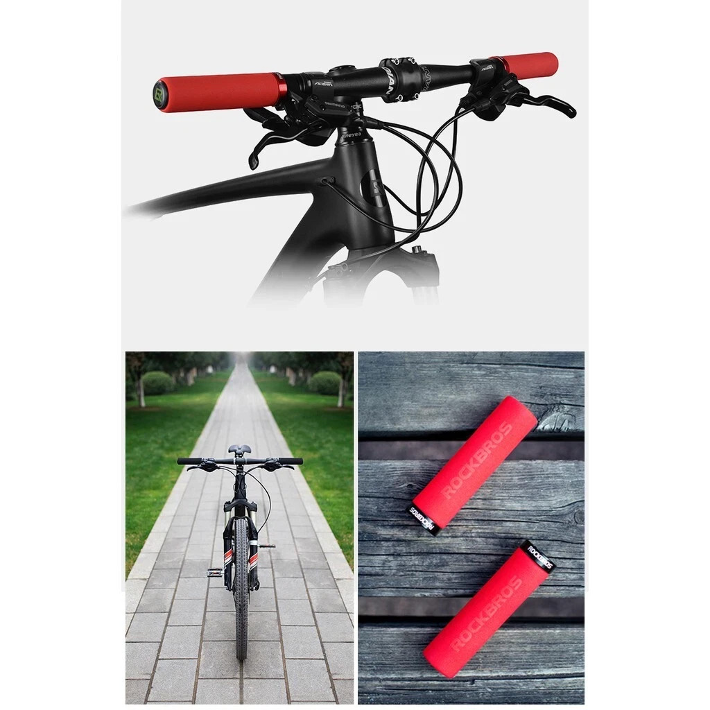 ROCKBROS BMX MTB HandleBar Grips Foam Single Lock on Soft Comfortable Non-Slip