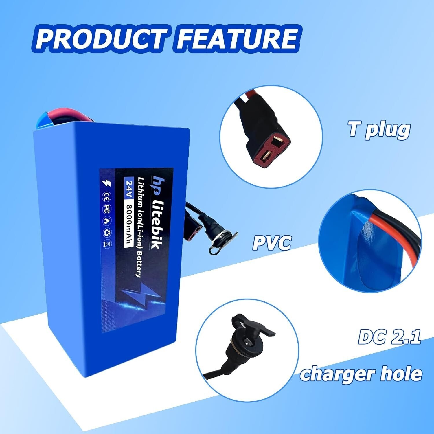 24V Battery Electric Bike Bicycle Scooter Battery li-ion ebike Battery 30A BMS