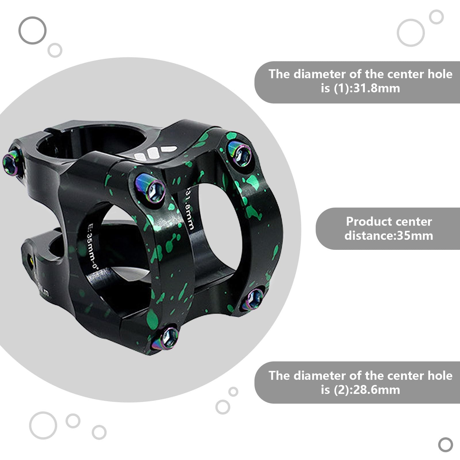 Bike Stem Aluminum Alloy 0 Degree Handlebar Stem Camouflage Black Green