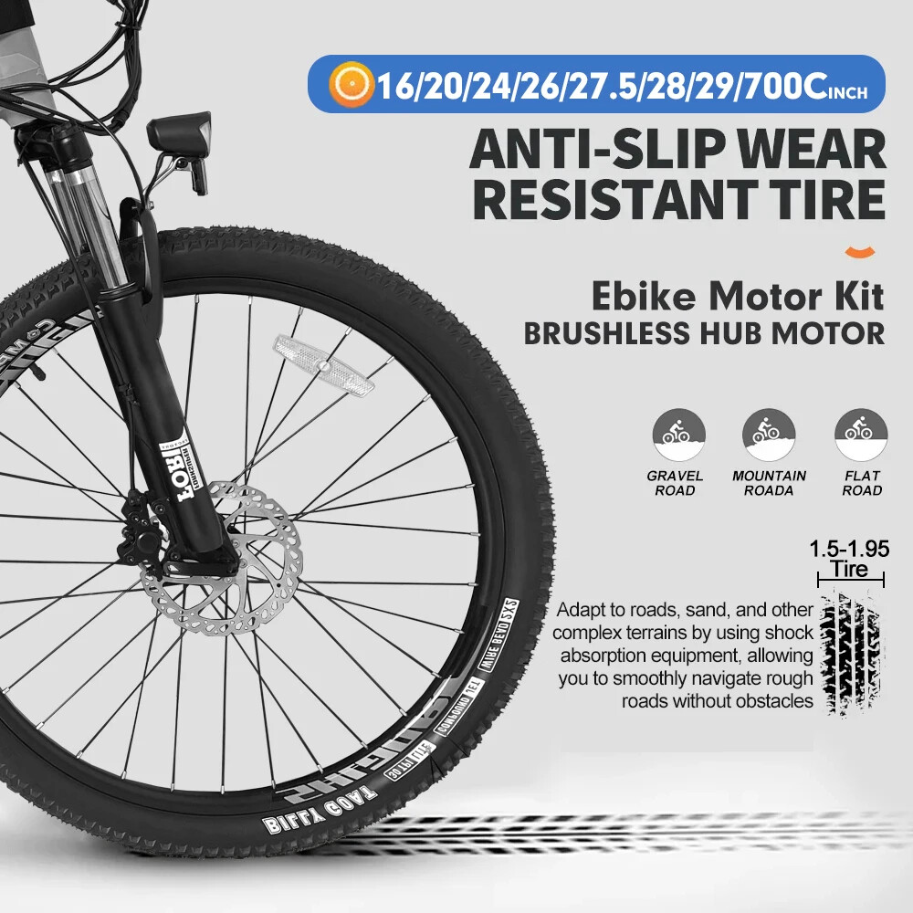 36V 48V 500W Rear Rotate Brushless Gearless Hub Motor 20-29in 700C for MTB Ebike