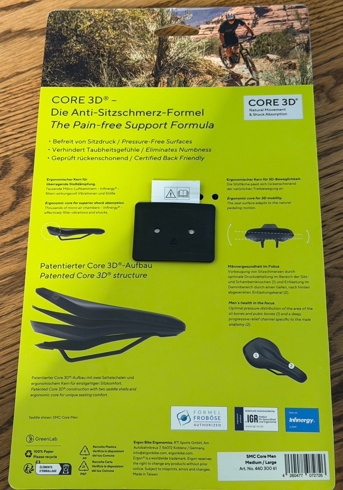 NEW Ergon SMC Core Men’s M/L Bicycle Saddle Black Gray MTB Gravel Bikepacking