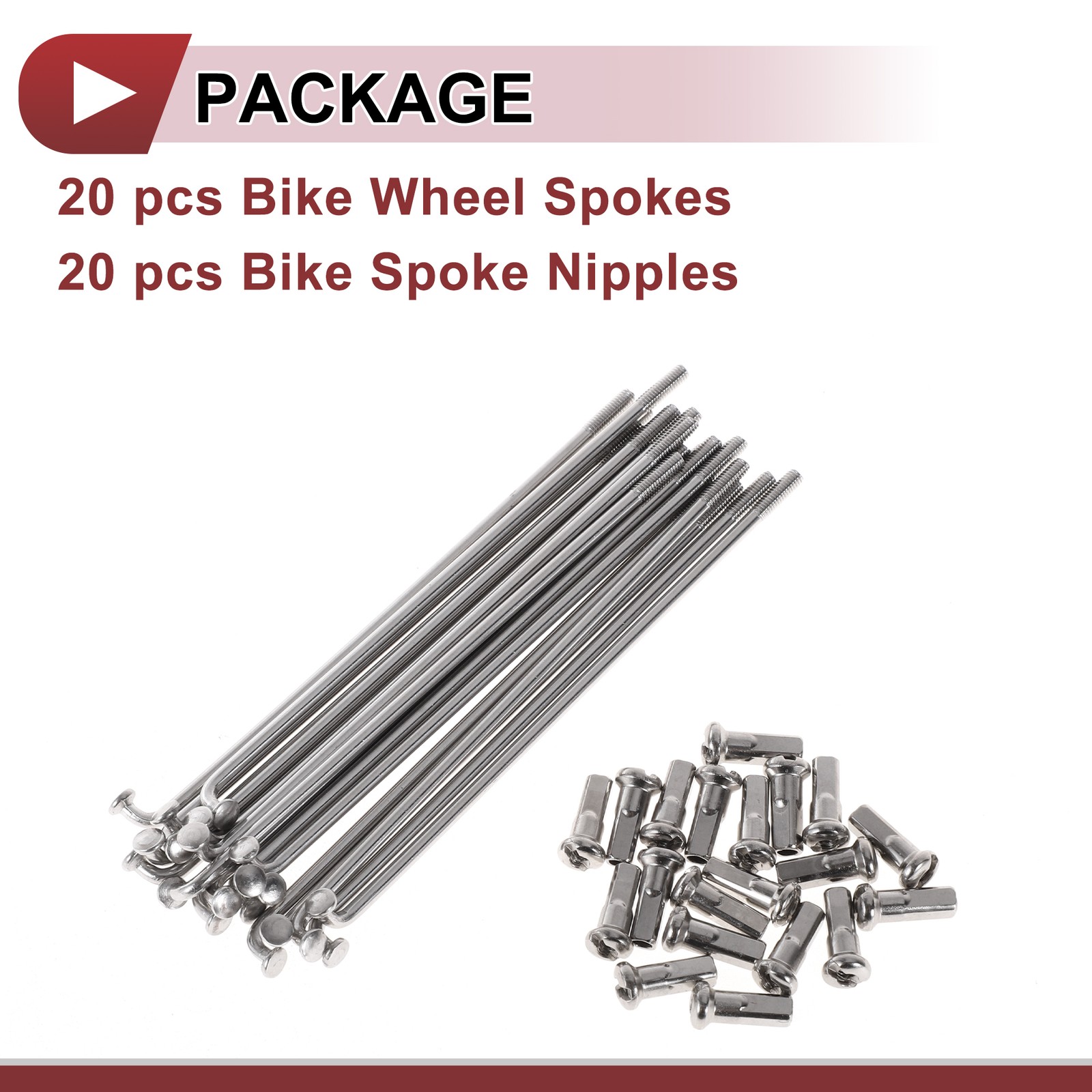20 Set 13G Bicycle Spokes 89mm Bike Wheel Spokes 304 Stainless Steel Silver Tone