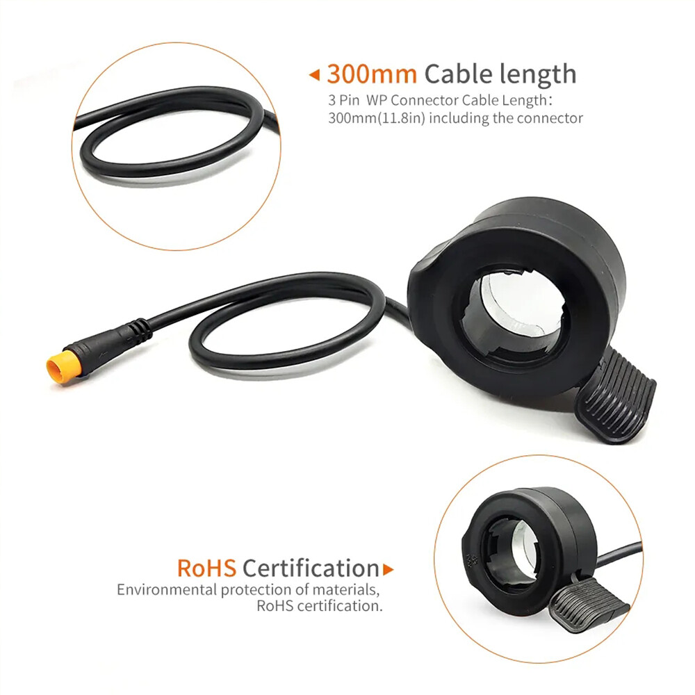 Ebike 130X Thumb Throttle 24V 36V 48V 60V 72V 3 PIN Connector Waterproof/SM Plug