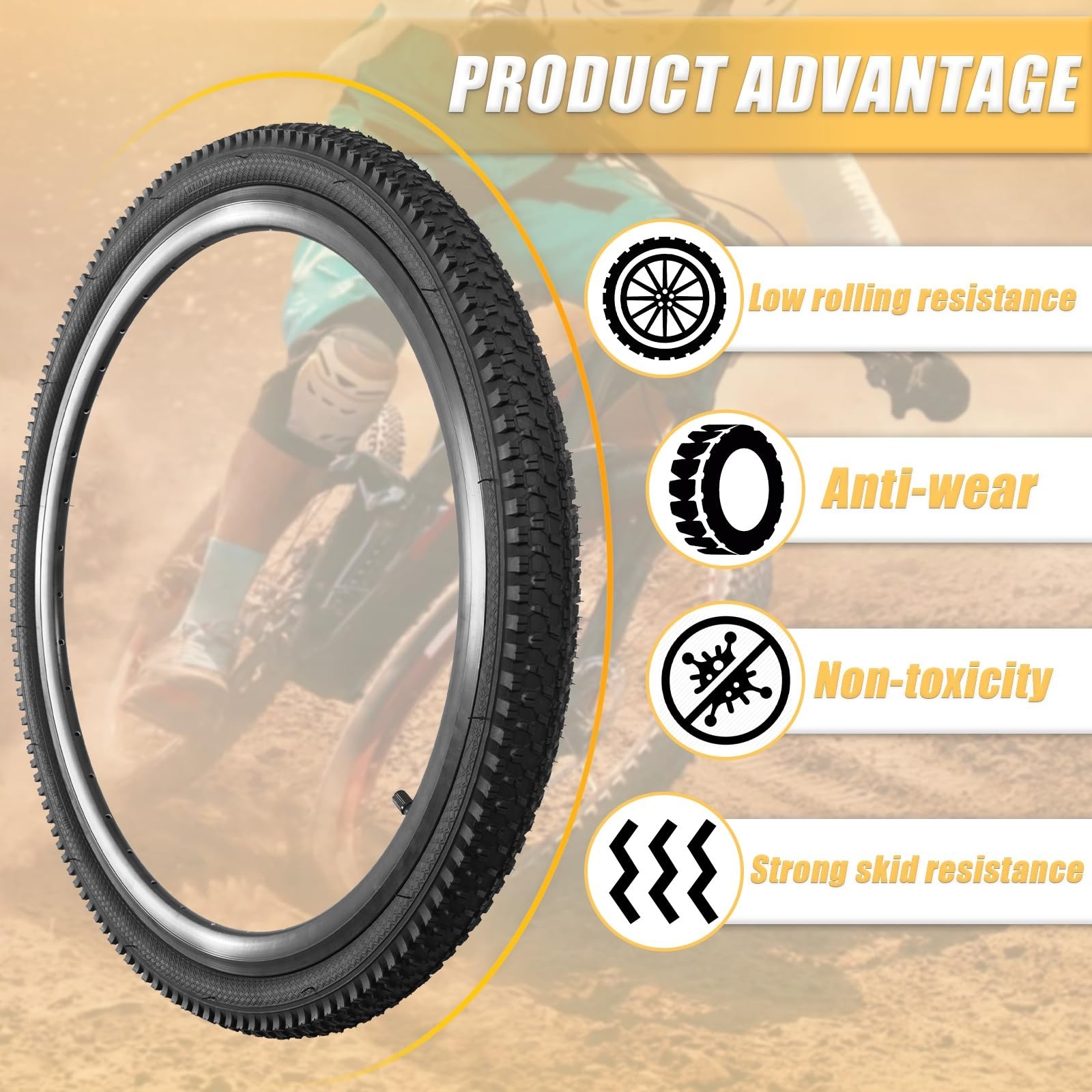 26×1.95 Mountain Bike Tire: Wear-Resistant and Puncture-Resistant 26 Inch Bik…