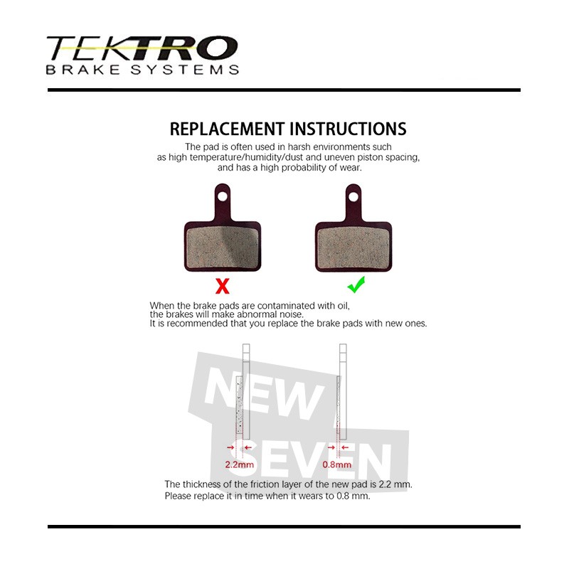 TEKTRO 15Pairs P20.11 Disc Brake Pads Ceramic Metal Auriga Tune TWIN W/ Spring