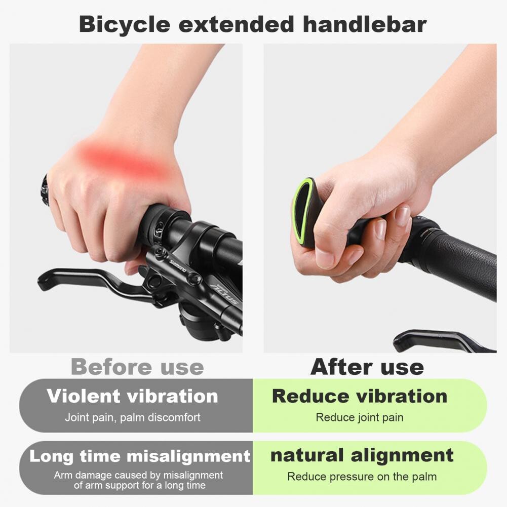2PCS Bicycle Ergonomic Bar Ends Extender for 21.8-22.2mm Handlebars Bar End Grip