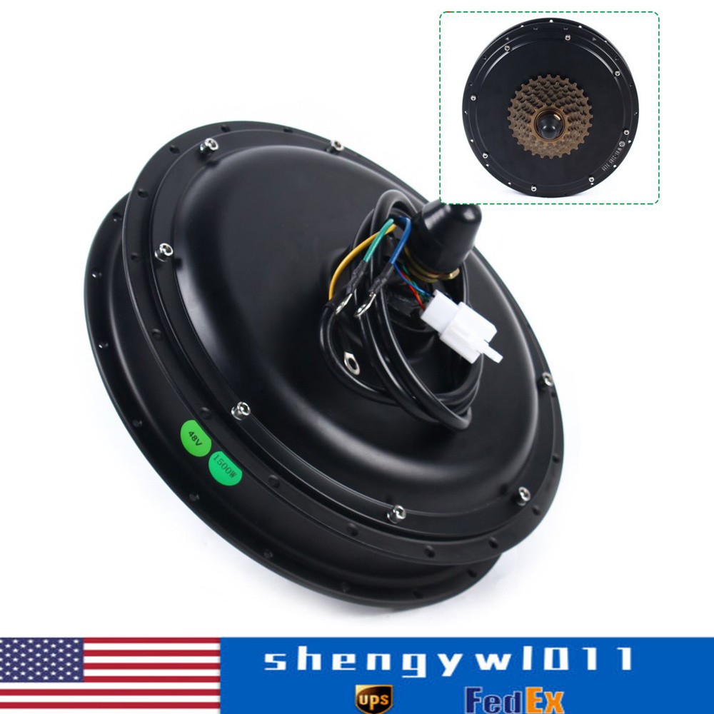 US 1500W 48V Hub Motor Rear Wheel for Electric Bicycle E-bike Kit 7 Speed