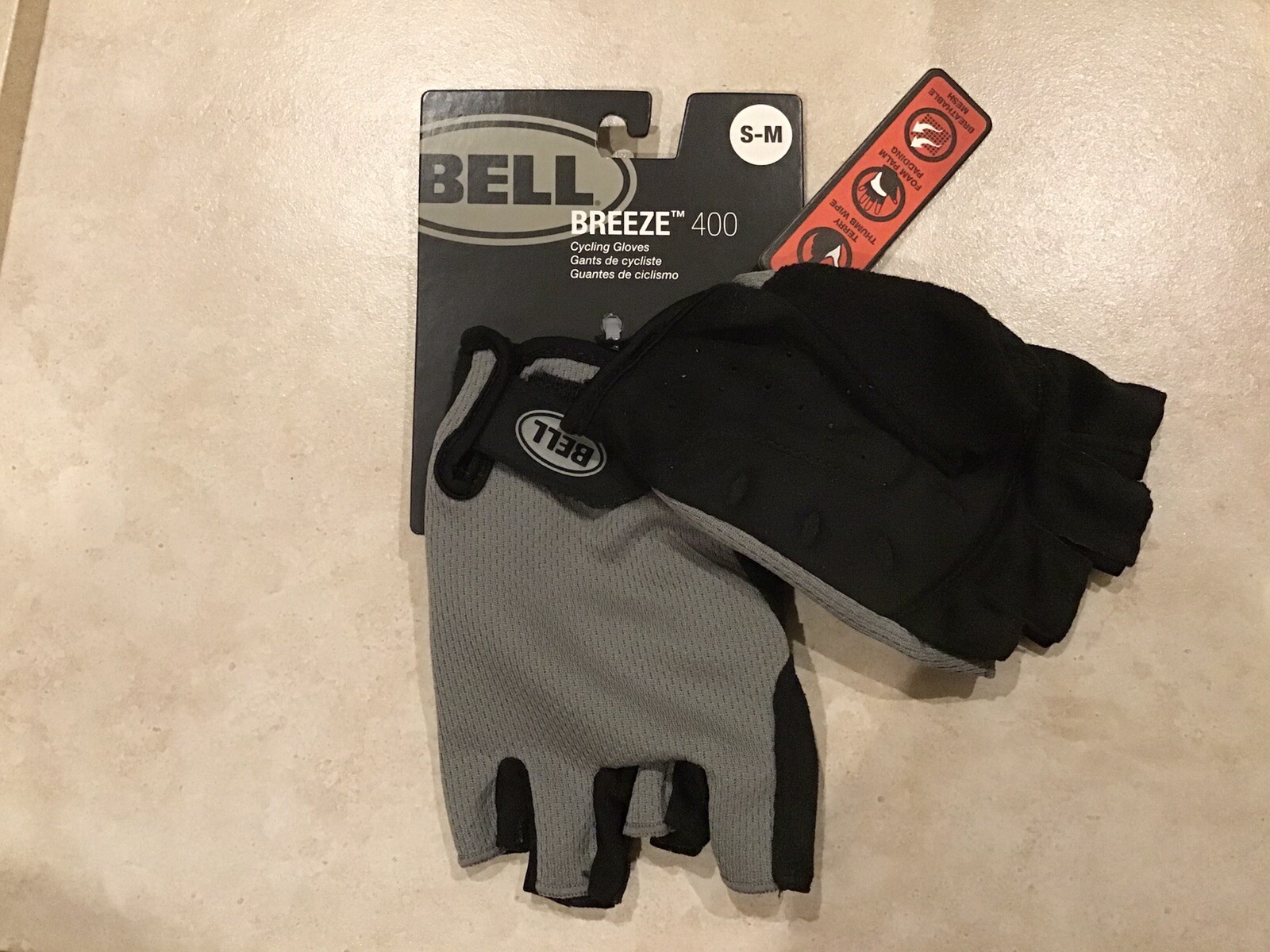 Bell Breeze 400 Neoprene Bike Cycling Gloves Small/Medium Black Gray Half Finger