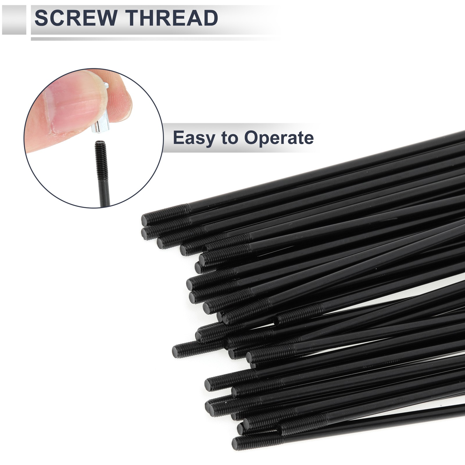1 Set 12G 89mm Length Bicycle Spokes Nipple Carbon Steel Black Universal