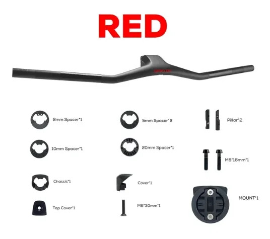 -40° Degree 740mm Full Carbon Fibre Integrated Cockpit MTB Bicycle Handlebars