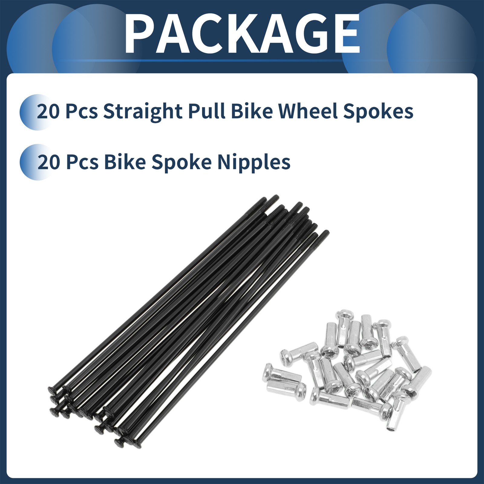 20 Set 14G Straight Pull Bicycle Spokes 97mm Carbon Steel Black