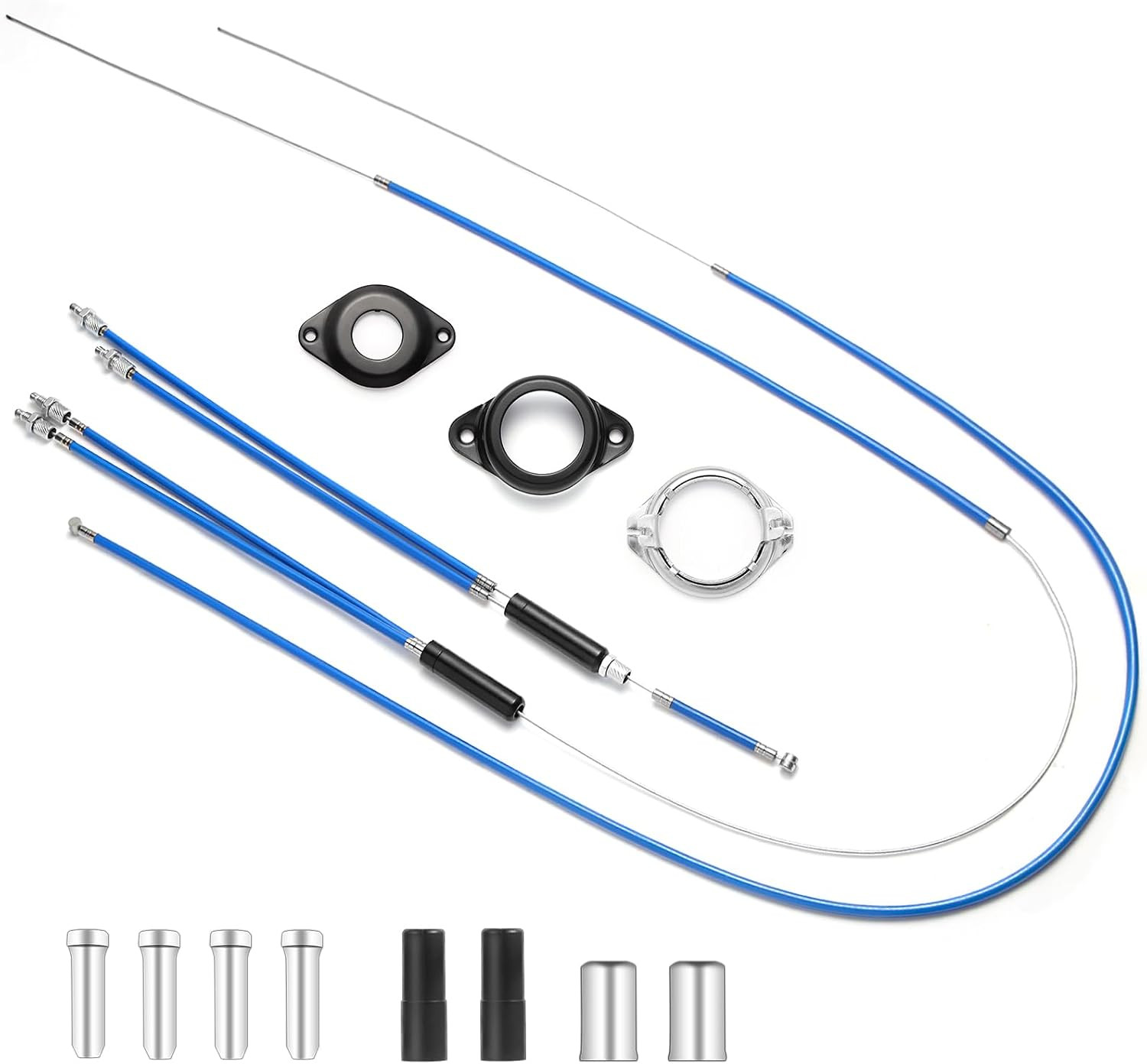 BMX Bike Gyro Brake Cables Kit – 1 Set Front + Rear (Upper + Lower) with Spinner