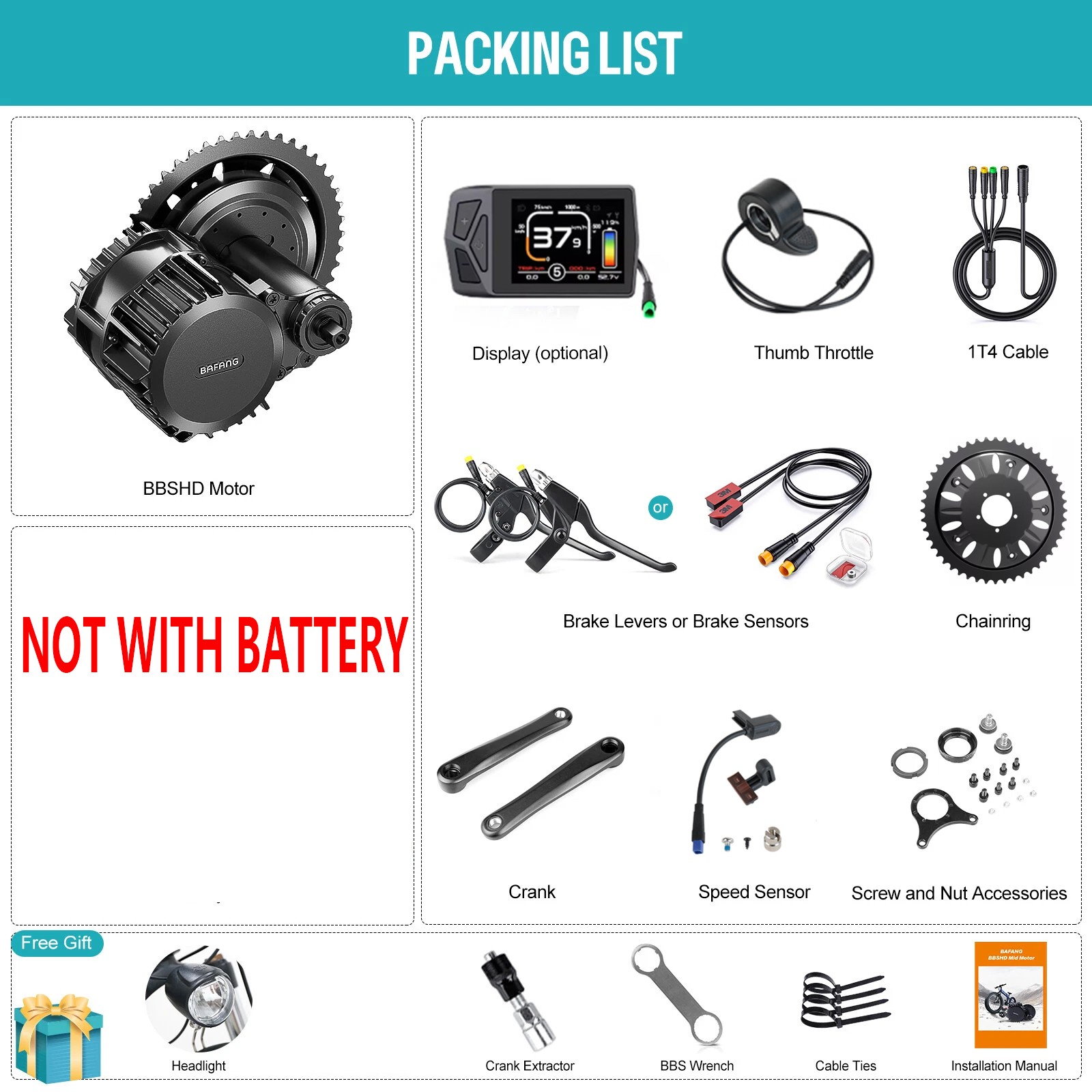52V 48V 1000W BAFANG Mid Drive Motor BBSHD Electric Bike Conversion Kit 68-120MM