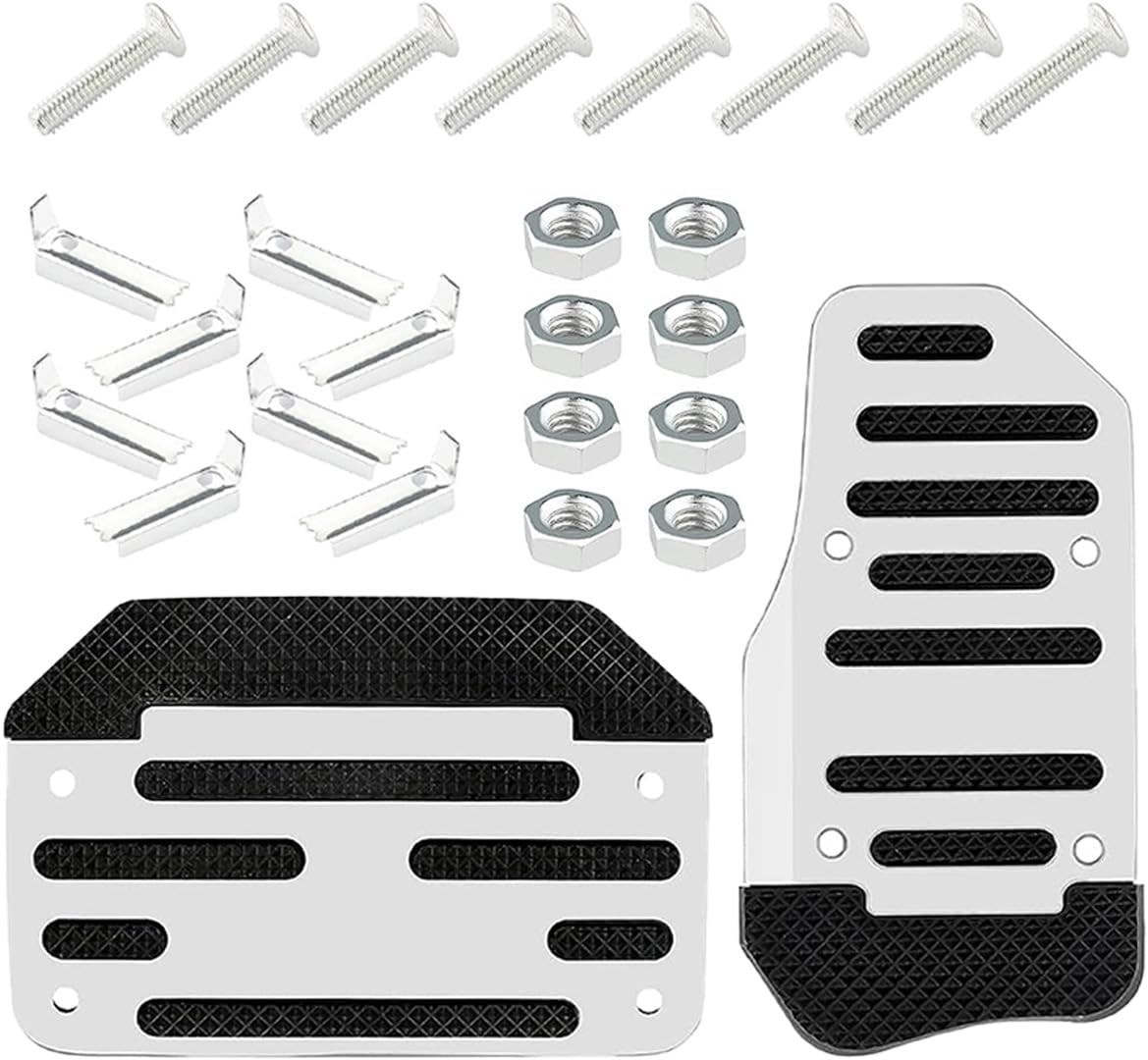 Brake Gas Pedal Covers for Most Cars Automatic Non-Slip Aluminum Red Blue Silver