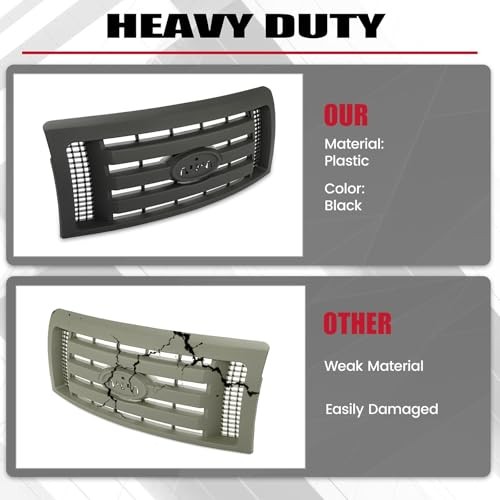 Front Grille Compatible with 2009-2014 Ford F150 XL Model Bumper Painted Black