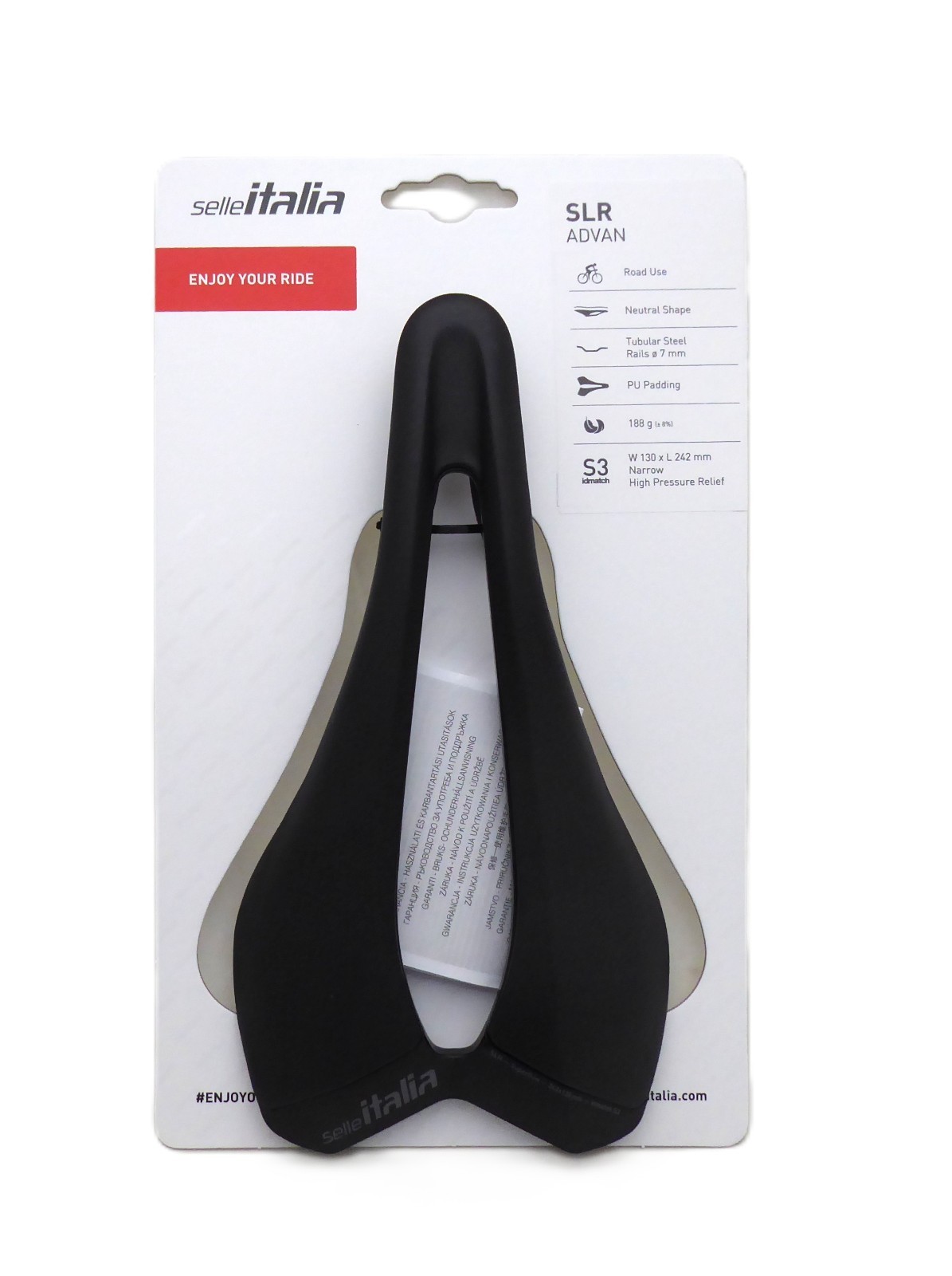 Selle Italia SLR Advan, S3, Steel Rails, Black