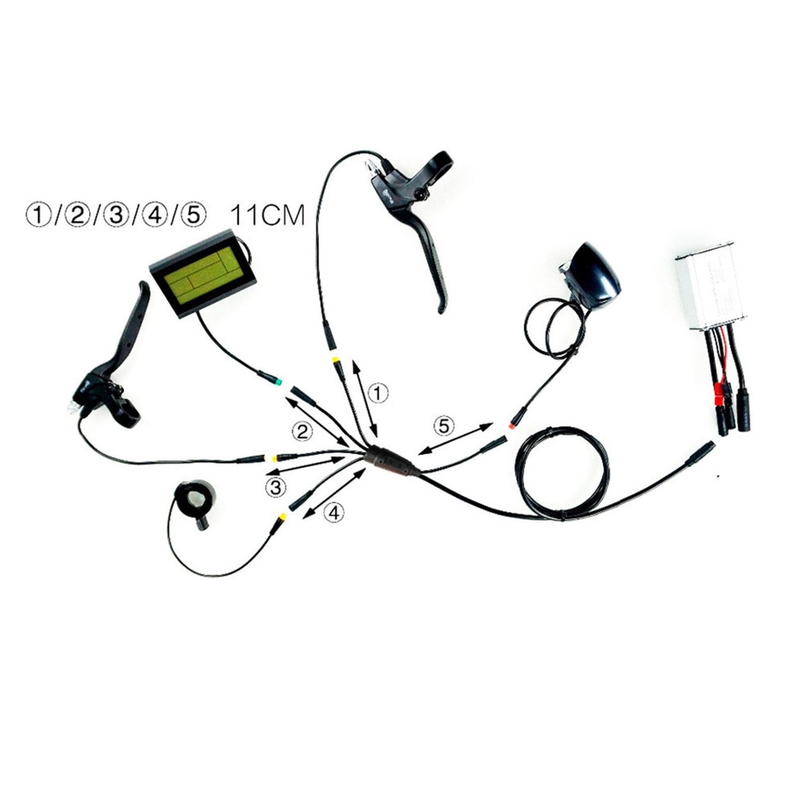 1x Electric Bicycle E-bike Integration Cable Waterproof 1 to 5 For KT Controller
