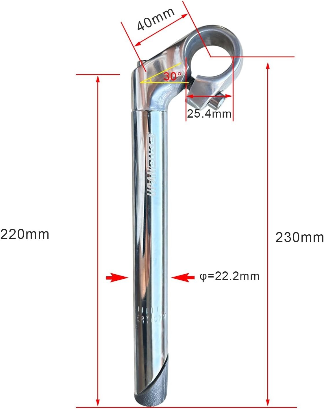 Bike Stem 22.2mm*25.4mm Aluminum Alloy Gooseneck Shape 40mm/80mm Stem