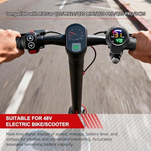 Ebike Throttle with 6 Pin Connector & Round Color LCD Display Speed/Battery 48V