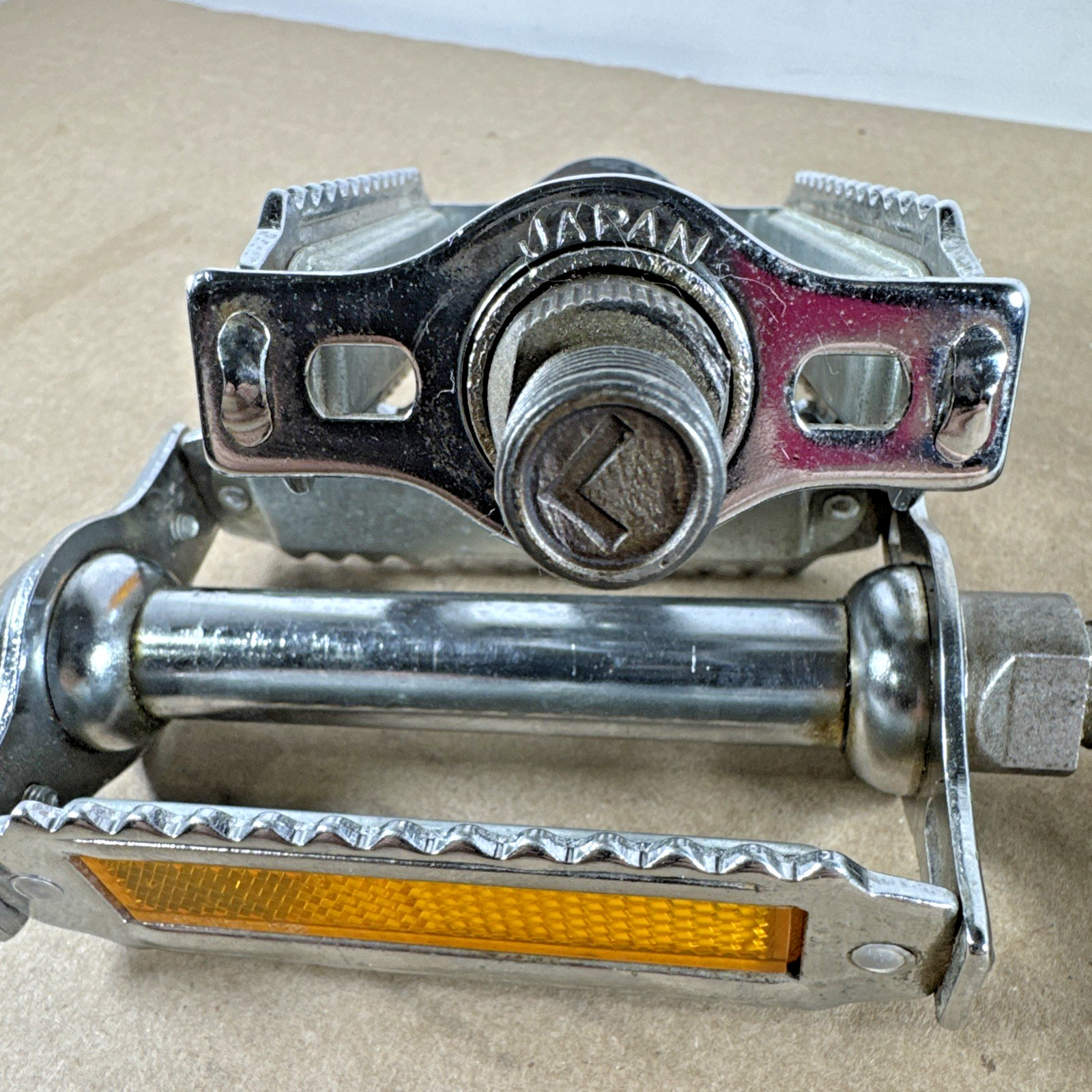Vtg ESTATE 2X Bike Pedals Metal MO-19 REFLECTIVE JAPAN/ Plastic WECO W. GERMANY