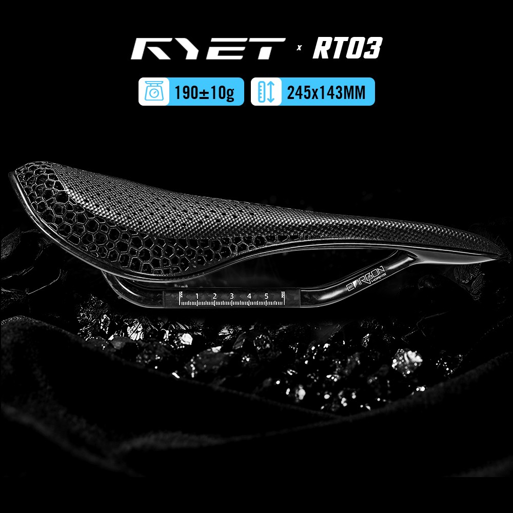 3D Printed Bike Road MTB Saddle 190g Ultralight Full Carbon Fiber Rails 7x9mm