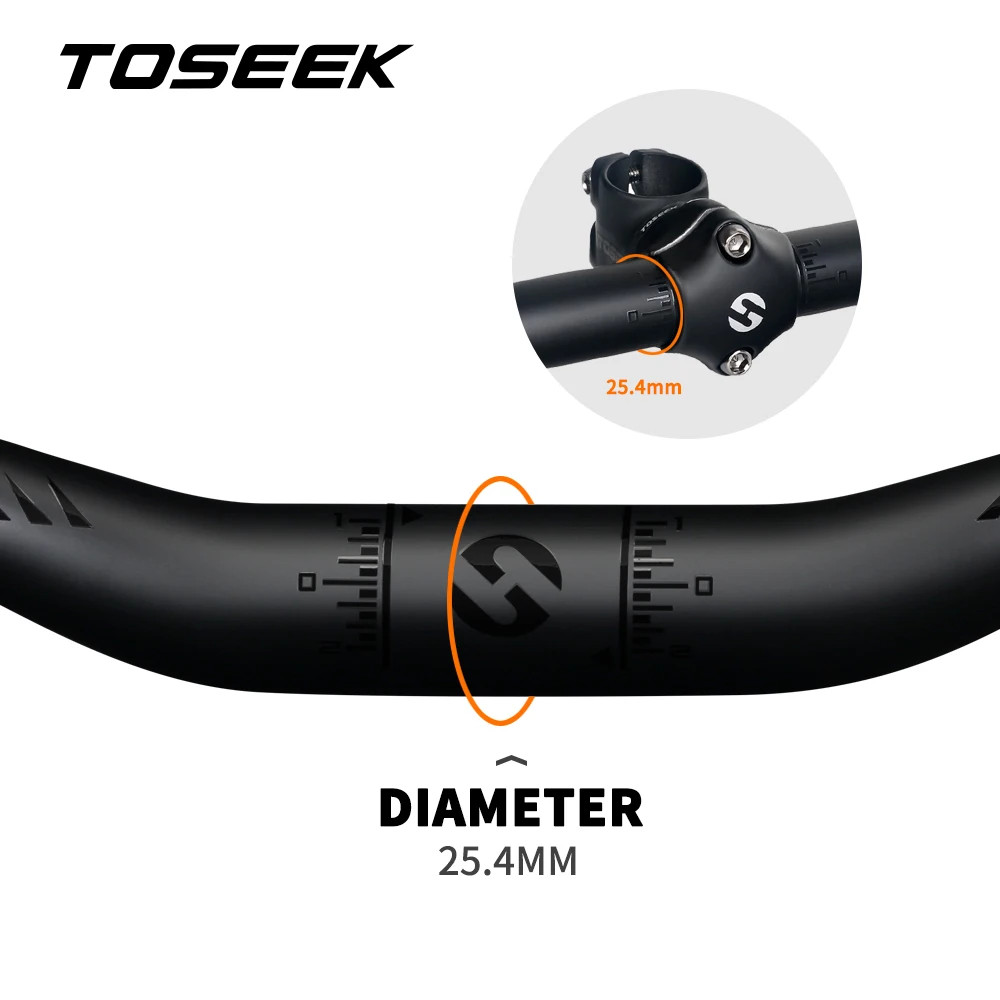 TOSEEK Full Carbon Handlebar 25.4mm Folding Bike Horizontal Handle Bar 400-700MM