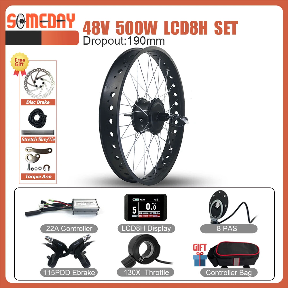 20/26in 36V 48V 500W Rear Cassette Hub Motor for Snow Fat Bike Conversion Kit