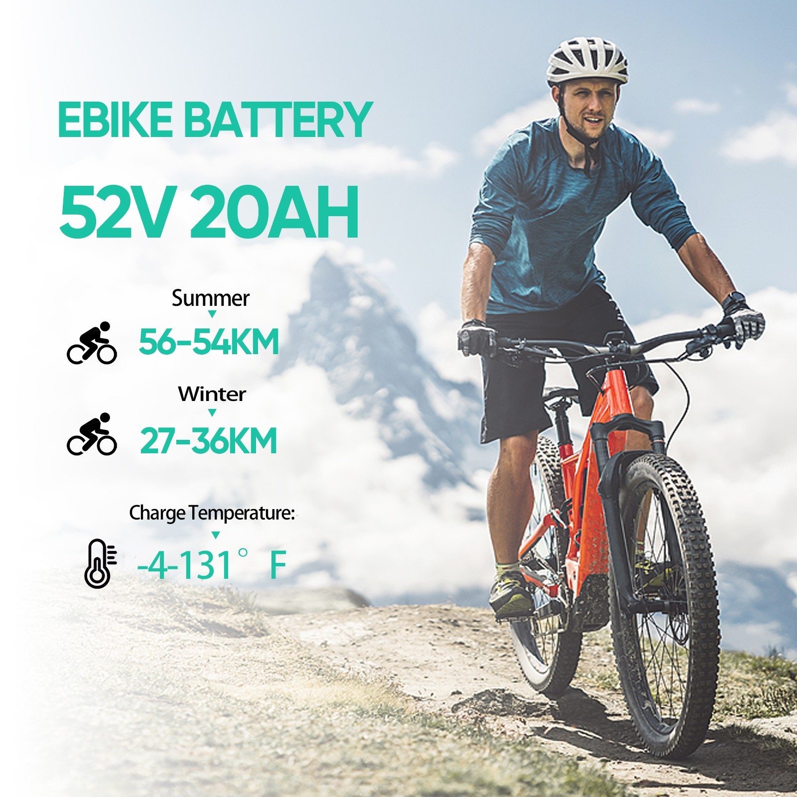 36V/48V/52V Ebike Lithium Li-ion Battery W/ USB port BMS For 0-2000W Motors 5PIN