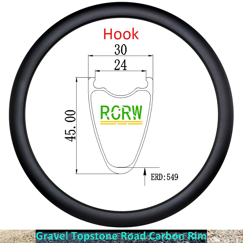 700C Gravel Road Bike Carbon Rim 30mm Wide 45mm Deep Disc Brake 24 28 32 Holes