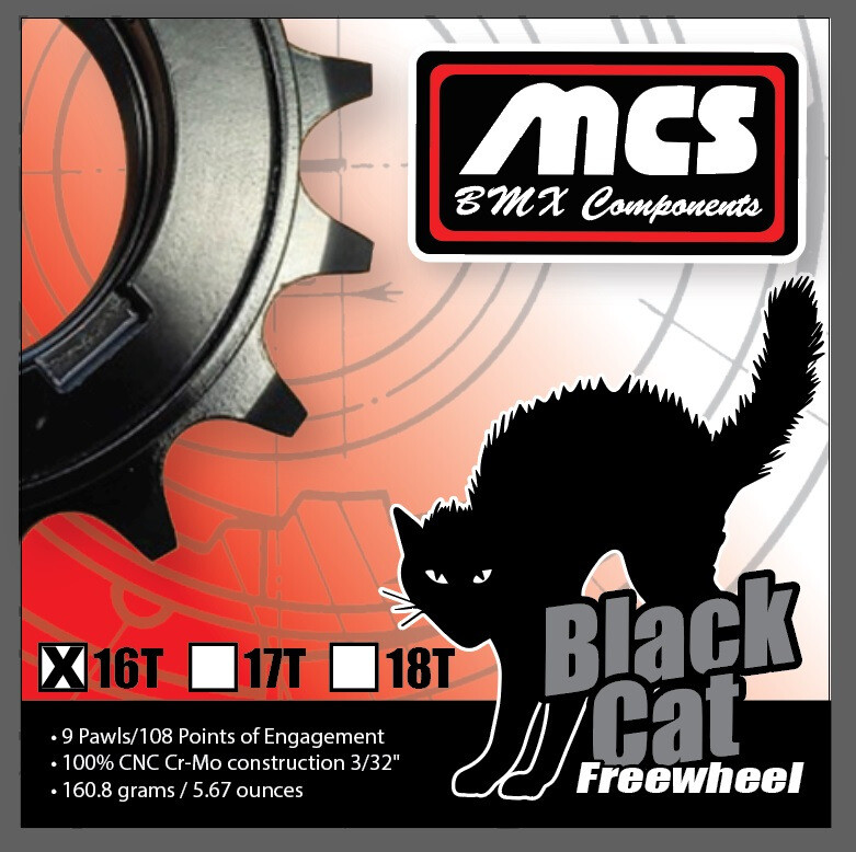 MCS BMX BLACK CAT CHROMOLY 1/2″ x 3/32″ x 16T FREEWHEEL BLACK