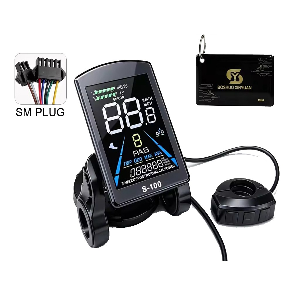 24V-72V E-Bike LCD S-100 Display Power Speed Meter Control Panel w/NFC Function