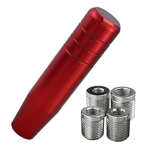 Long Shift Knob, 5.12″ Lightweight Car Gear Shifter 5.12“-(4 Adapters)-Red