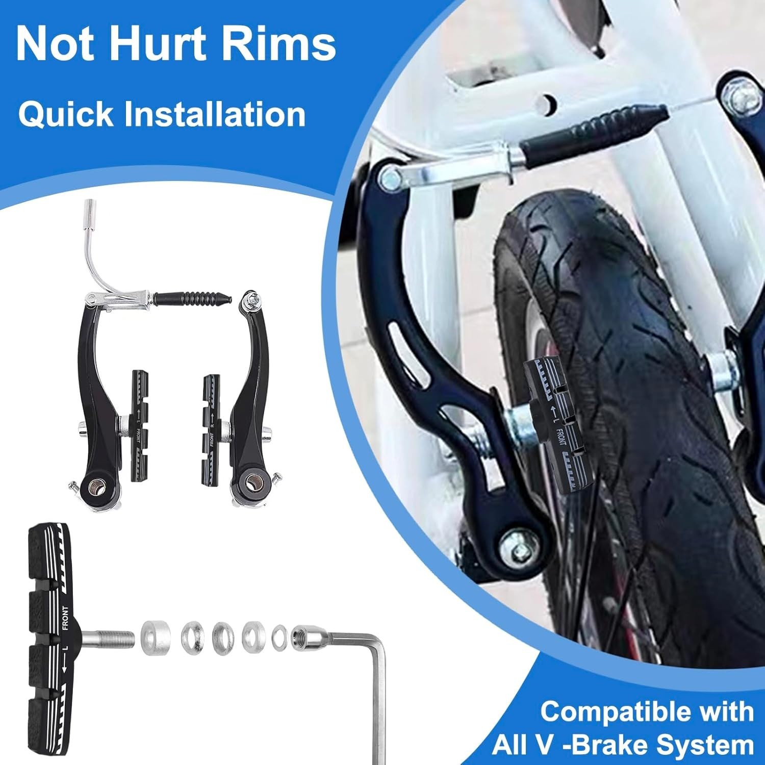 Bike Brake Pads Set, 70mm Universal V-Brake Blocks for Mountain and Road Bicycle