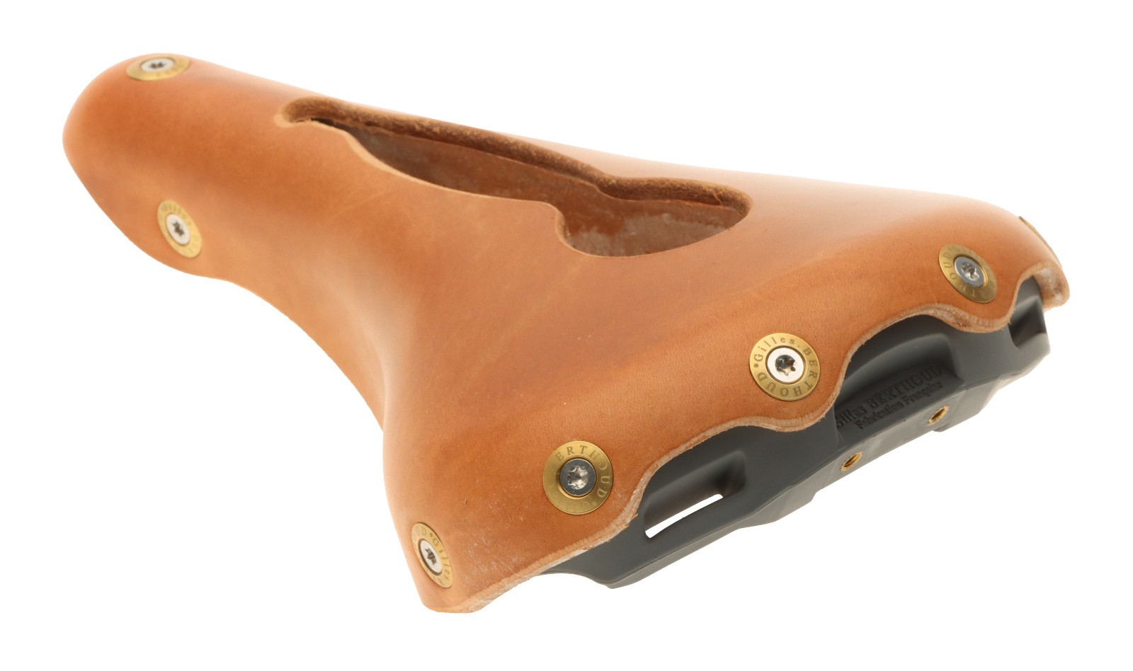 Gilles Berthoud Marie Blanque Open Saddle Steel Rails Leather Natural NEW NOS