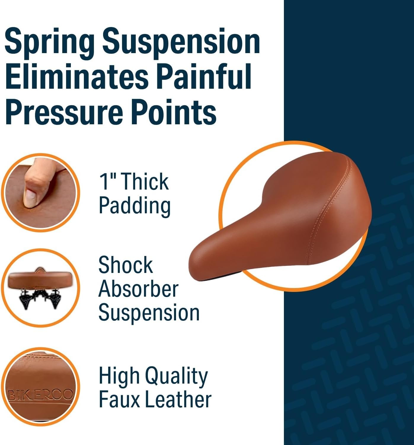 Upgrade to Wide Cruiser Saddle – Steel Springs & Faux Leather Comfort