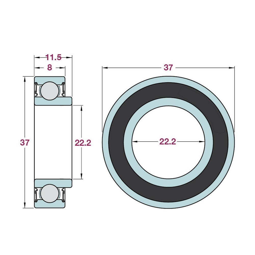 Bike Bearing Bottom Bracket 22.2x37x8x11.5mm Bicycle Bottom Bracket Bike Part