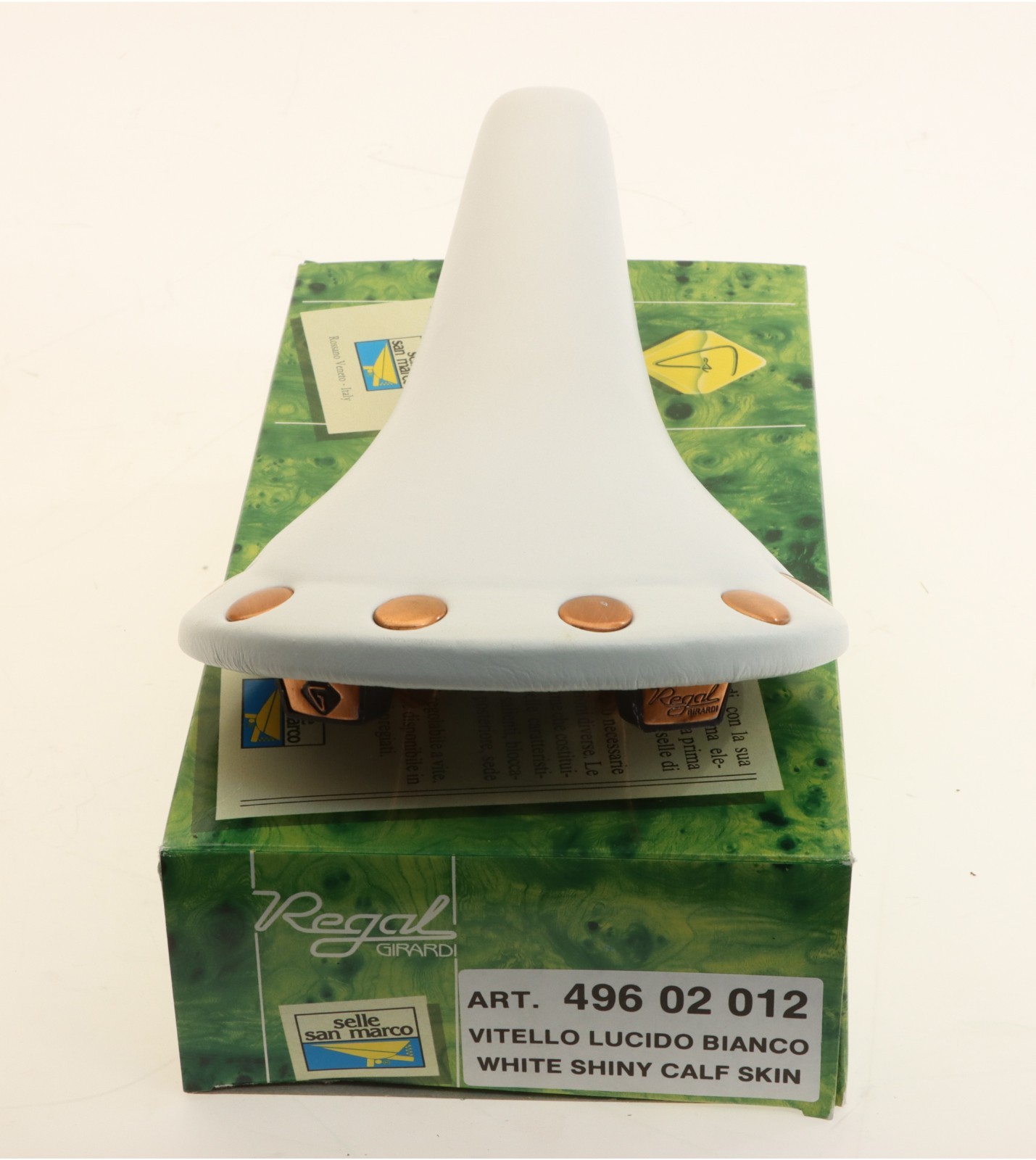 Selle San Marco Regal Girardi White Leather Saddle Copper NEW in Box NOS
