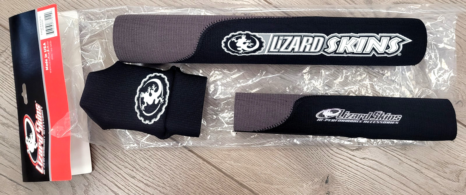 NOS Lizard Skins BMX Pad Set, Black with Grey, BMX Mid-School, New in Package.