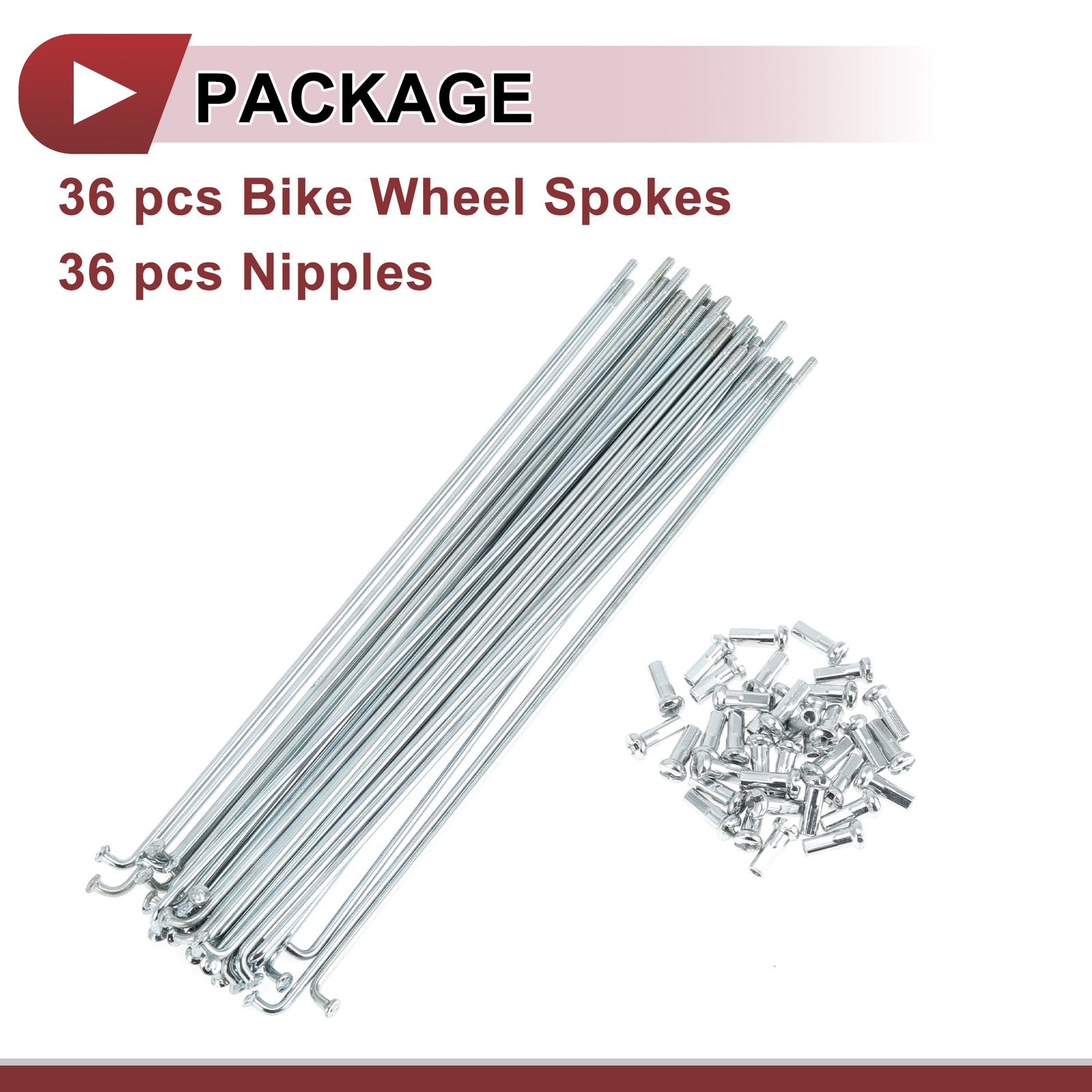 36 Set 13G Bicycle Spokes 189mm Bike Wheel Spokes Galvanized Carbon Steel